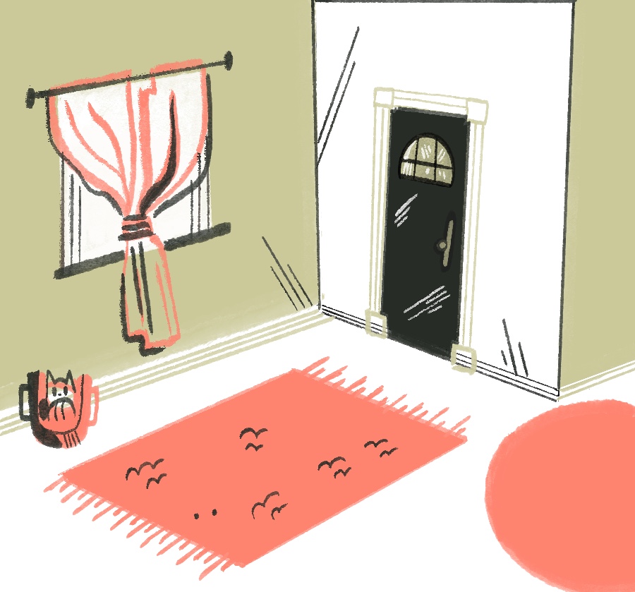 Illustrated interior scene